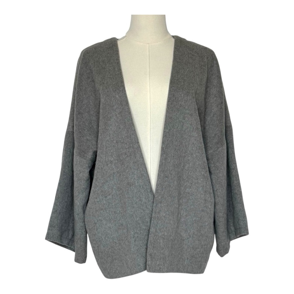 A New Day Open‎ Front Cardigan Women's Grey Wide Sleeve Wool Blend OSFM